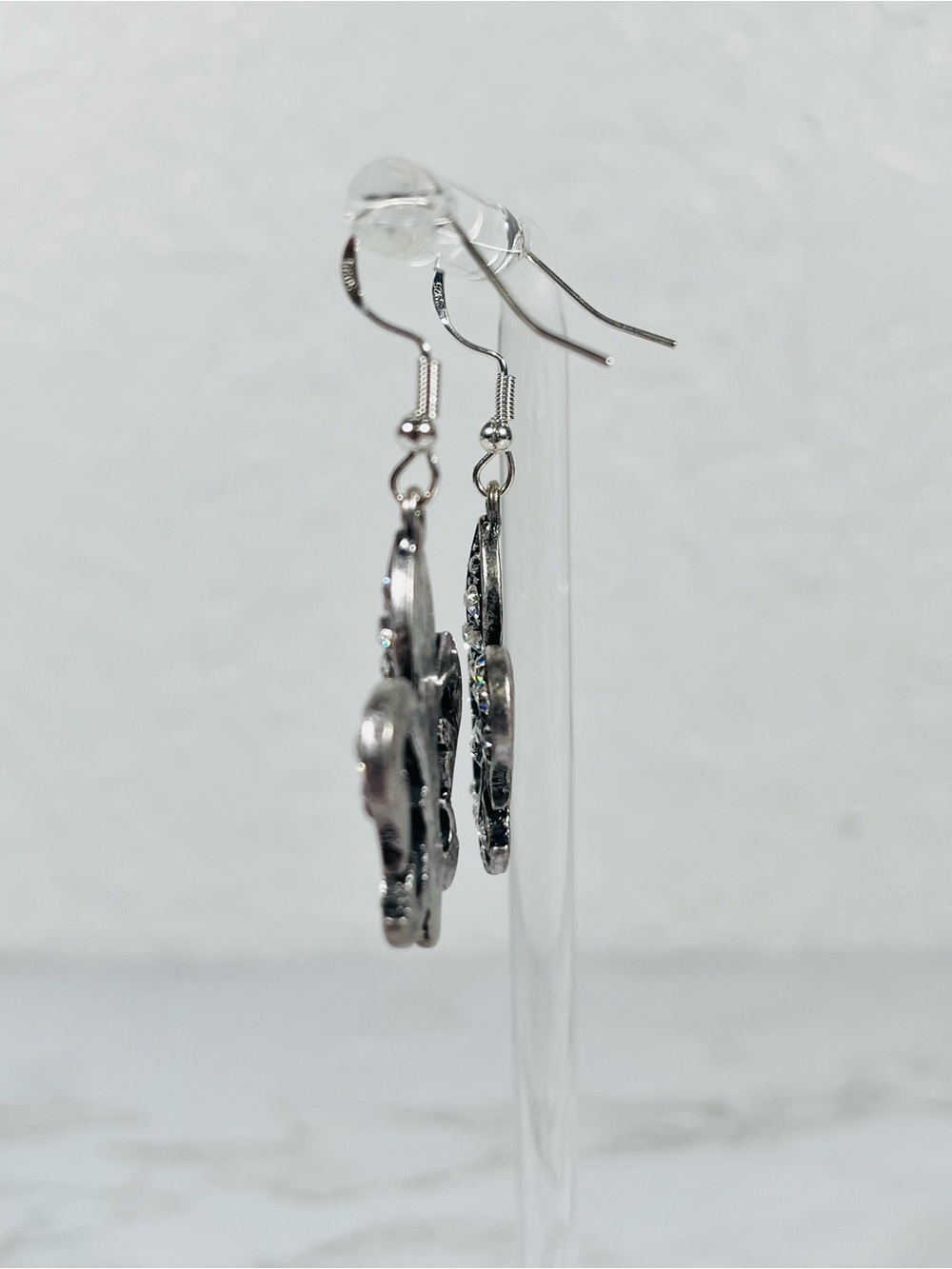 Fleur-de-Lis Rhinestone Earrings - Picture 5 of 9